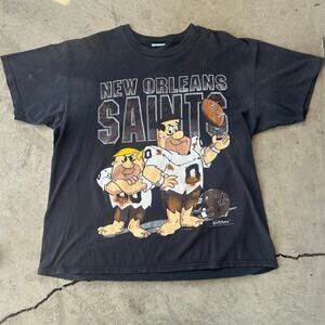 Vintage New Orleans saints flintstones graphic tee 1994 XL